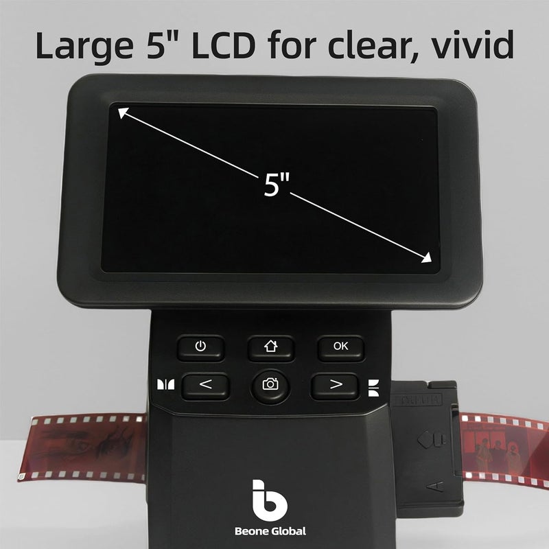 BEONE GLOBAL ماسح الأفلام BEONEGLOBAL ClearScan S5 عالي الدقة مع شاشة LCD بحجم 5 بوصات – تحويل الأفلام السلبية 135 و 126 و 110 Super8 إلى صور رقمية JPEG بدقة 24 ميجابكسل بسرعة - Image 2